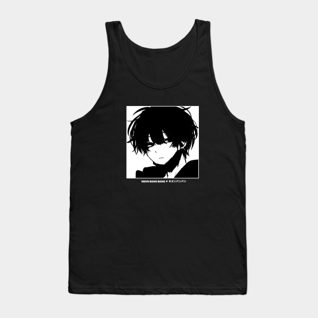 Japanese Sad Boy Anime Manga Aesthetic #3 Tank Top by Neon Bang Bang